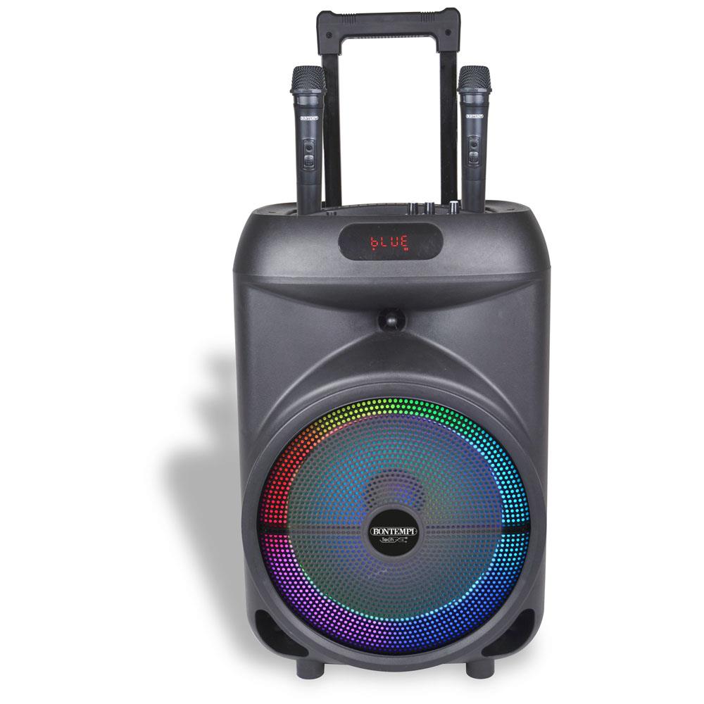 BONTEMPI CASSA ACUSTICA WIRELESS TROLLEY CON 2 MICROFONI SENZA FILO E LUCI RGB 49 1080