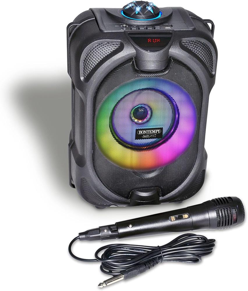 BONTEMPI CASSA ACUSTICA WIRELESS CON MICROFONO DINAMICO - LUCI RGB E FUNZIONE TWS E RADIO 49 1020