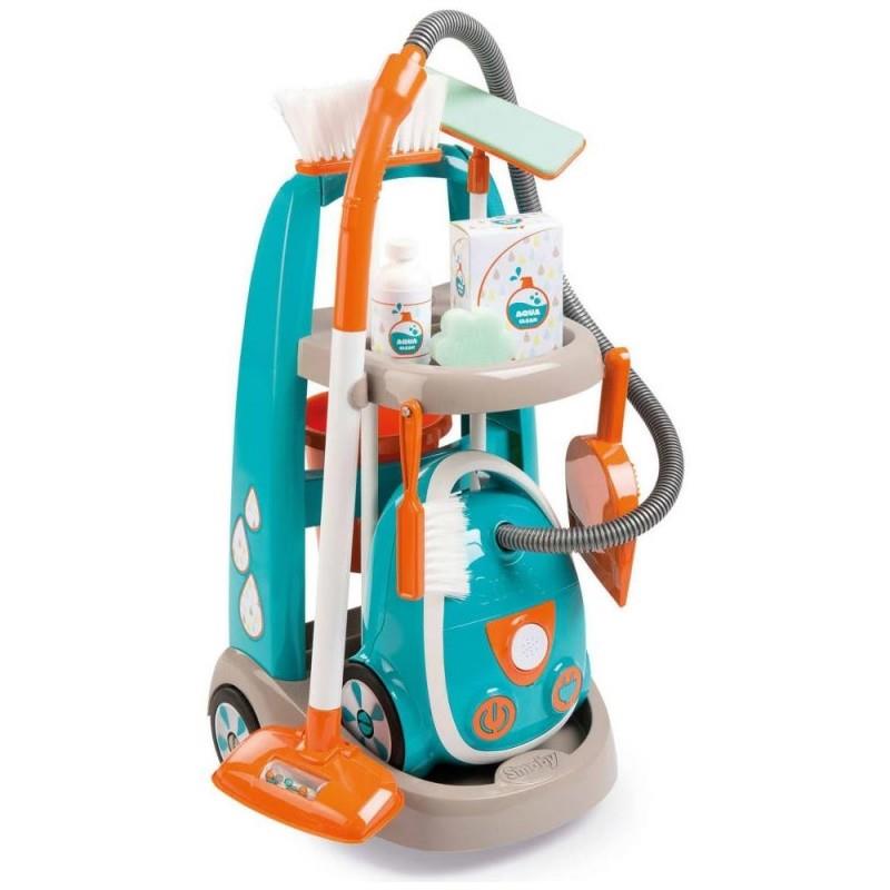 SMOBY TOYS CARRELLO DELLE PULIZIE CON ASPIRAPOLVERE E ACCESSORI