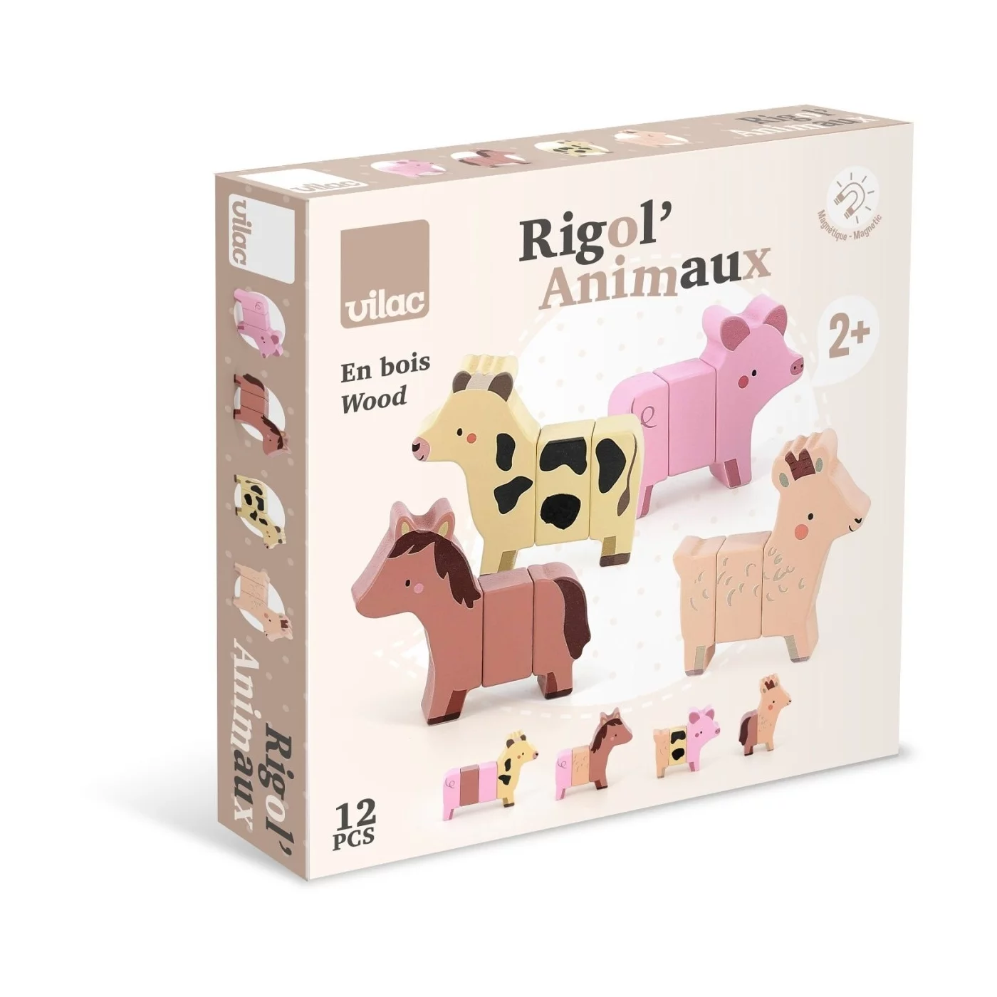 VILAC BLOCCHI MAGNETICI IN LEGNO FUNNY FARM 12 PZ 7116