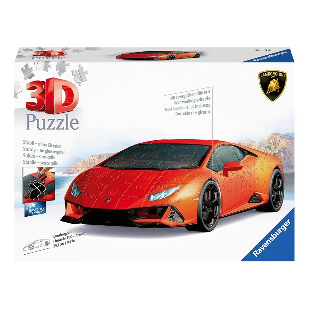 RAVENSBURGER PUZZLE 3D LAMBORGHINI HURACAN EVO ARANCIO 108 PZ 08052