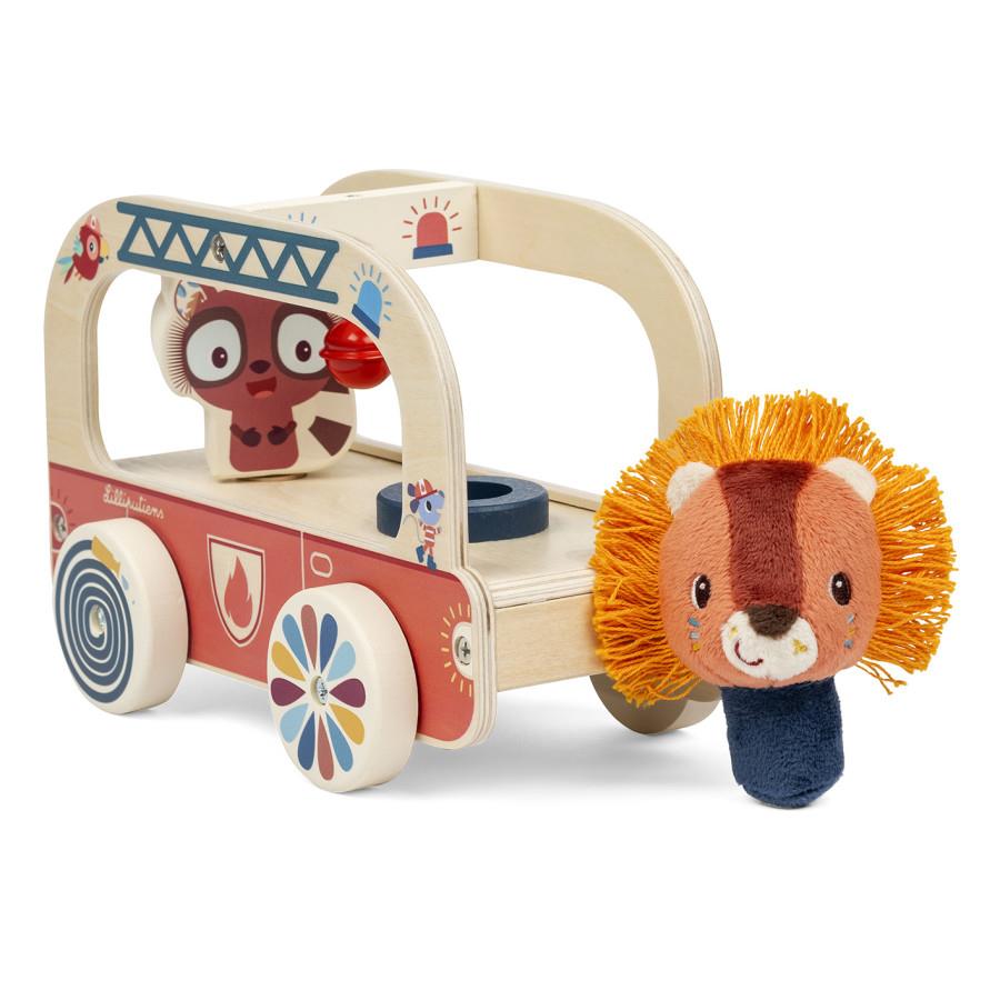 LILLIPUTIENS CAMION DEI POMPIERI IN LEGNO JACK THE LION 83982
