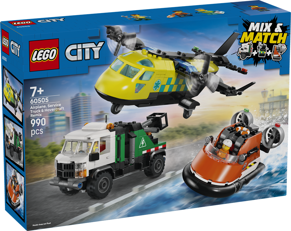LEGO LEGO CITY REMIX AEREO, CAMION DI SERVIZIO E HOVERCRAFT 60505