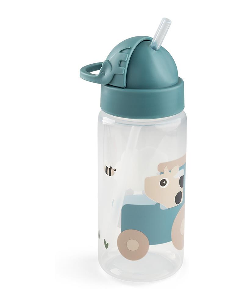 DONE BY DEER BORRACCIA 350 ML TINY FARM BLU CON CANNUCCIA A SCOMPARSA