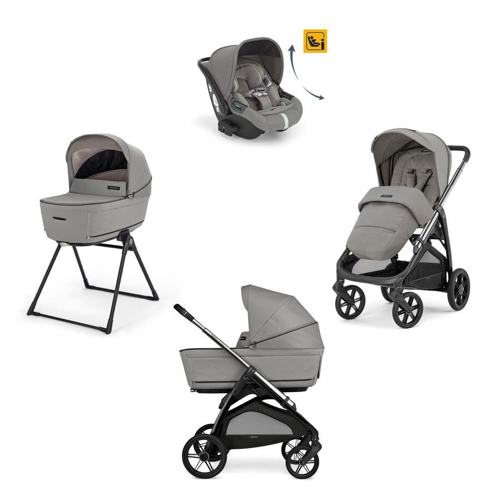 INGLESINA TRIO SYSTEM QUATTRO APTICA PLATINUM GREY CON TELAIO PALLADIO BLACK E SEGG. DARWIN INFANT RECLINE KA62S0PLG