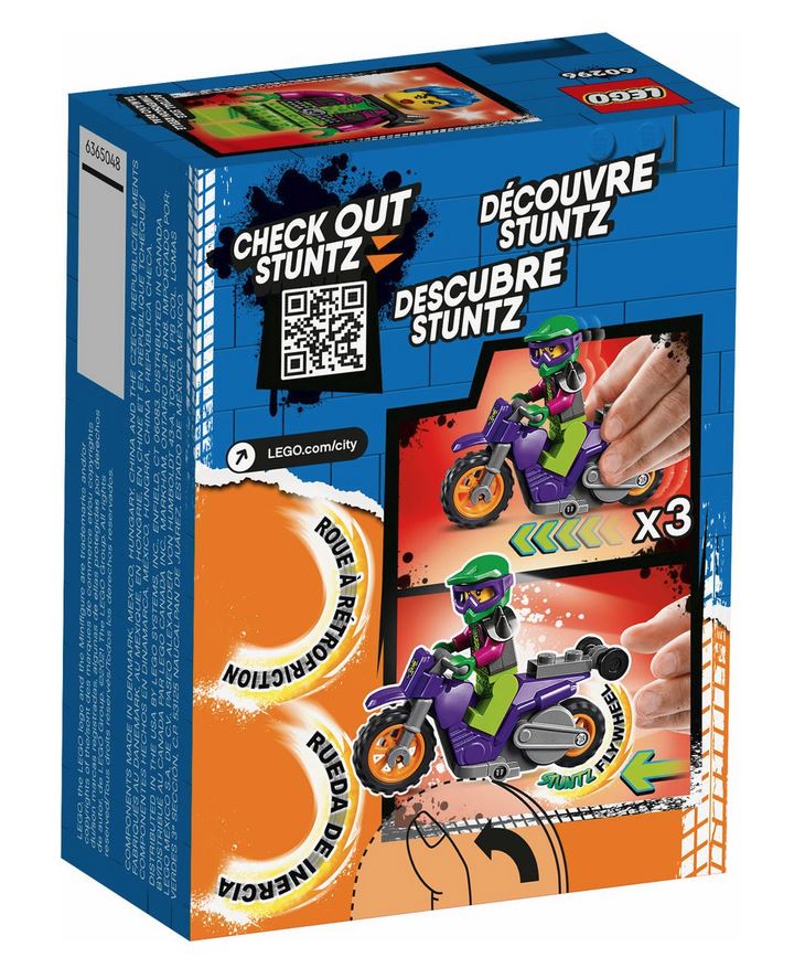lego City - Stuntz Stunt Bike da Impennata Moto Giocattolo con Funzione  'Carica e Vai' Costruzioni per Bambini da 5+ Anni - 60296
